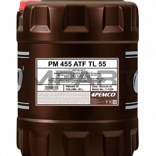 Масло трансмиссионное PEMCO 455 ATF (20литр)